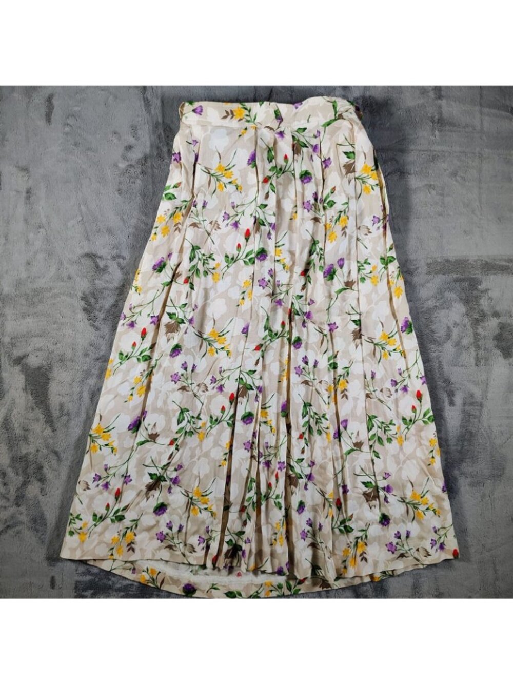 Vintage 1990s Evan-Picone Womens Floral Pleated 100% Rayon Maxi Skirt (Size 6) - Picture 2 of 7